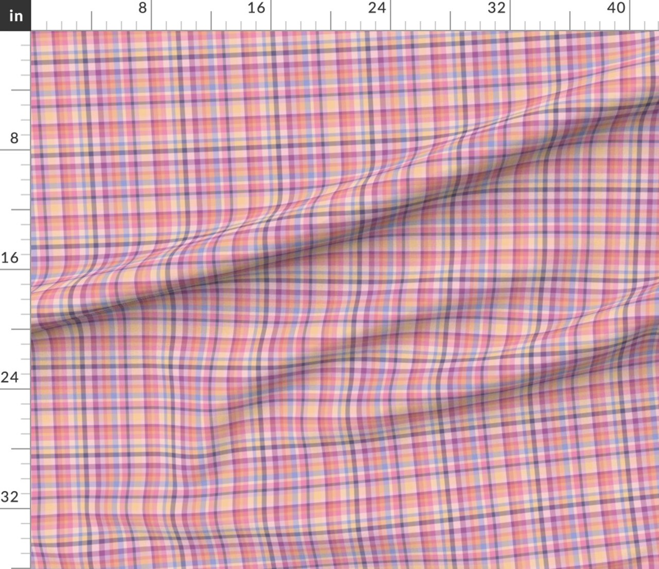 Plaid Pink Check Romantic Spring Cottagecore Soft Gingham Valentine'S Day Lavender Pink Purple Blush Romantic Coordinates Retro Custom Printed Fabric by Spoonflower Various Fabrics by the Yard or Fat Quarter